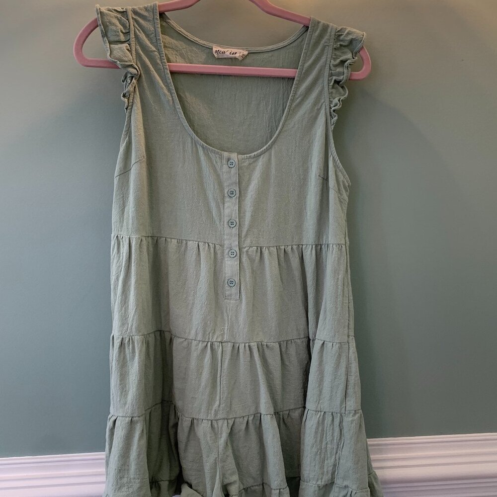 Light Green Summer Romper Large By New In with Ruffles